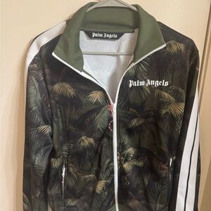 Palm Angels Olive Green Botanical Bomber Jacket
